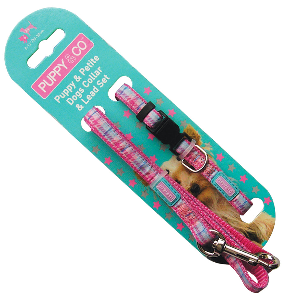 Puppy & Co Collar & Lead Sets Tartan Pattern.
