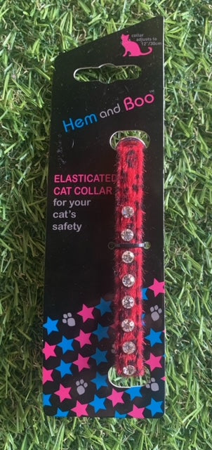 Hem and Boo Leopard Print Diamate Cat Collars