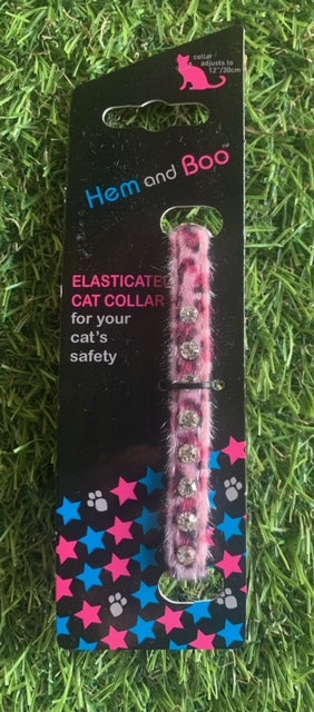 Hem and Boo Leopard Print Diamate Cat Collars