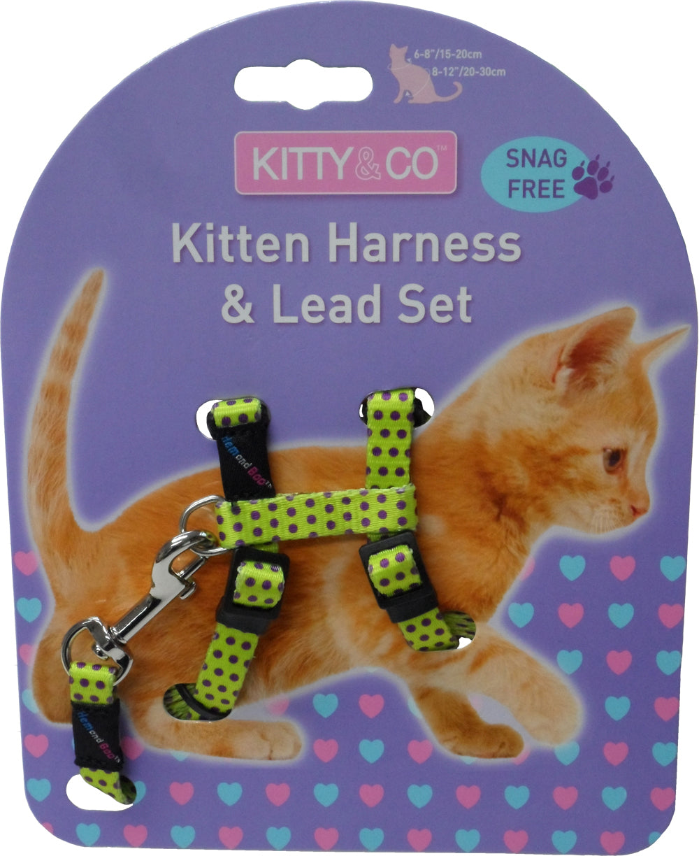 Kitty & Co Spotty Kitten Harness & Lead Sets