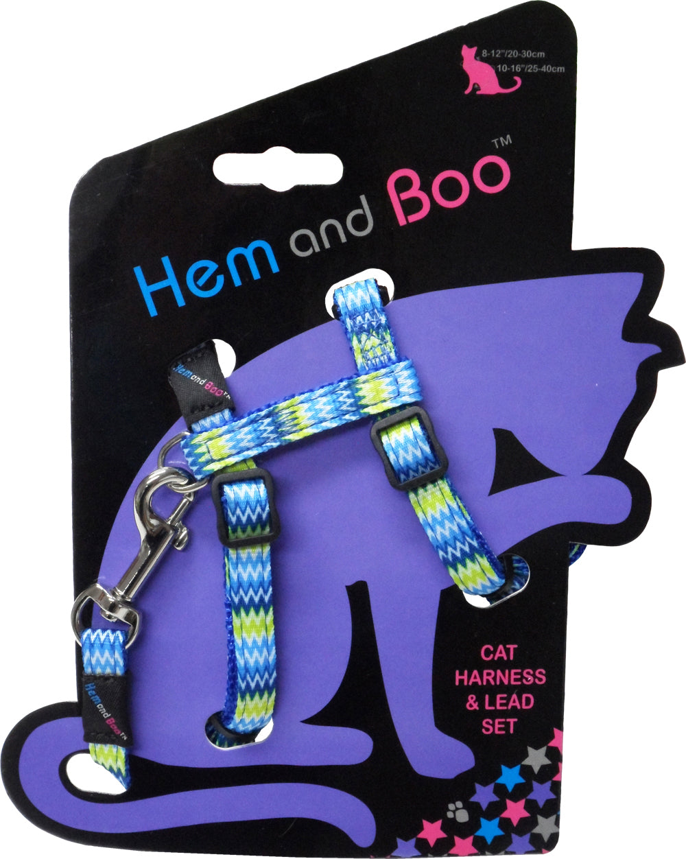 Hem and Boo Zig Zag Cat Harness & Lead Set