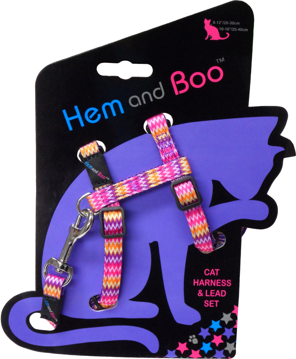 Hem and Boo Zig Zag Cat Harness & Lead Set