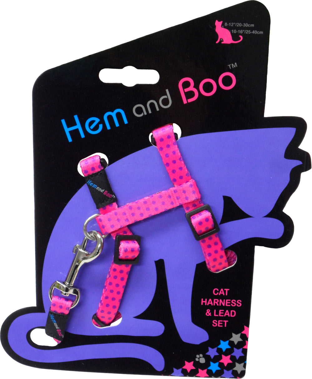 Hem and Boo Spotty Cat Harness & Lead Set