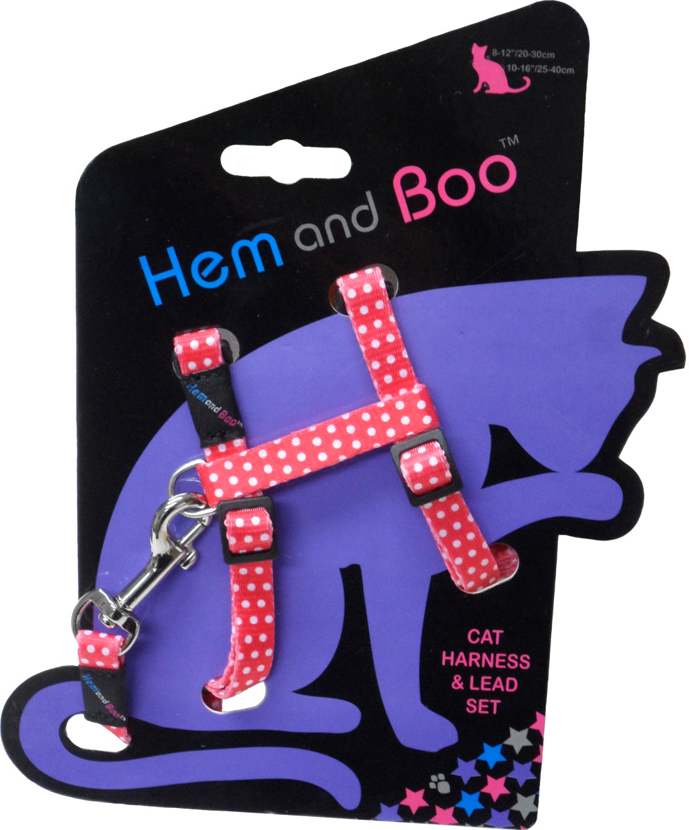 Hem and Boo Spotty Cat Harness & Lead Set