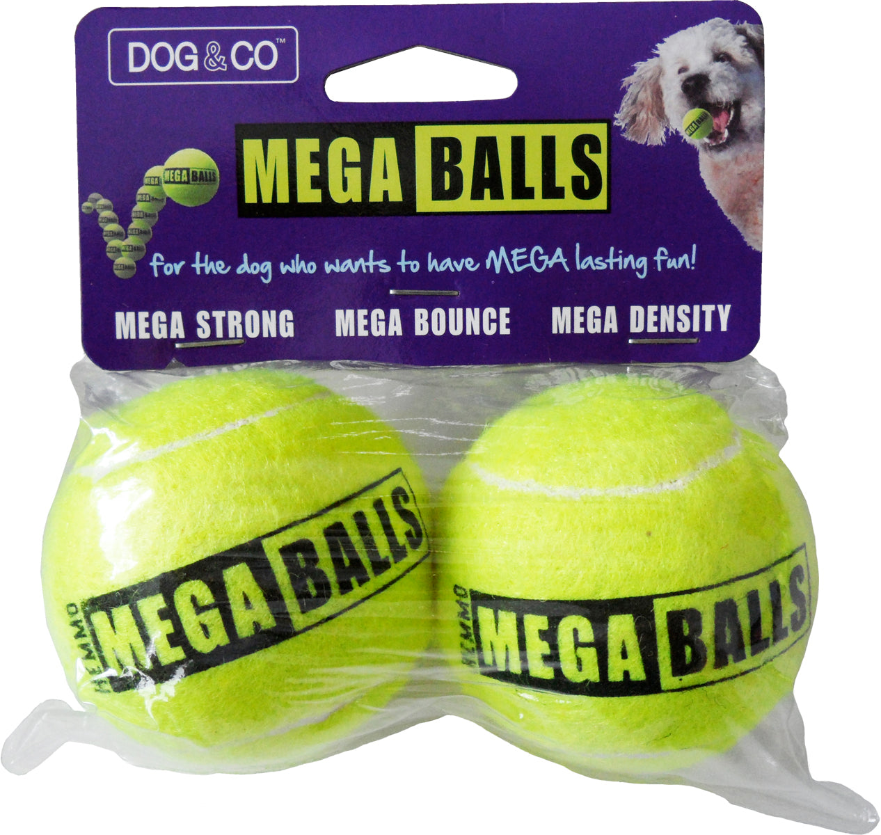 Dog & Co Tennis Ball Sized Mega Balls - 2 Pack - 6.5cm (DT3960)