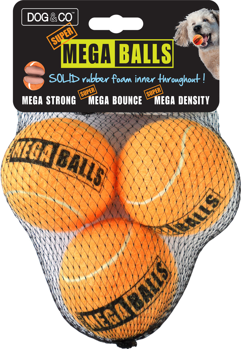 Dog & Co Super Bounce Mega Balls - 3 Pack - 6.5cm (DT4751)