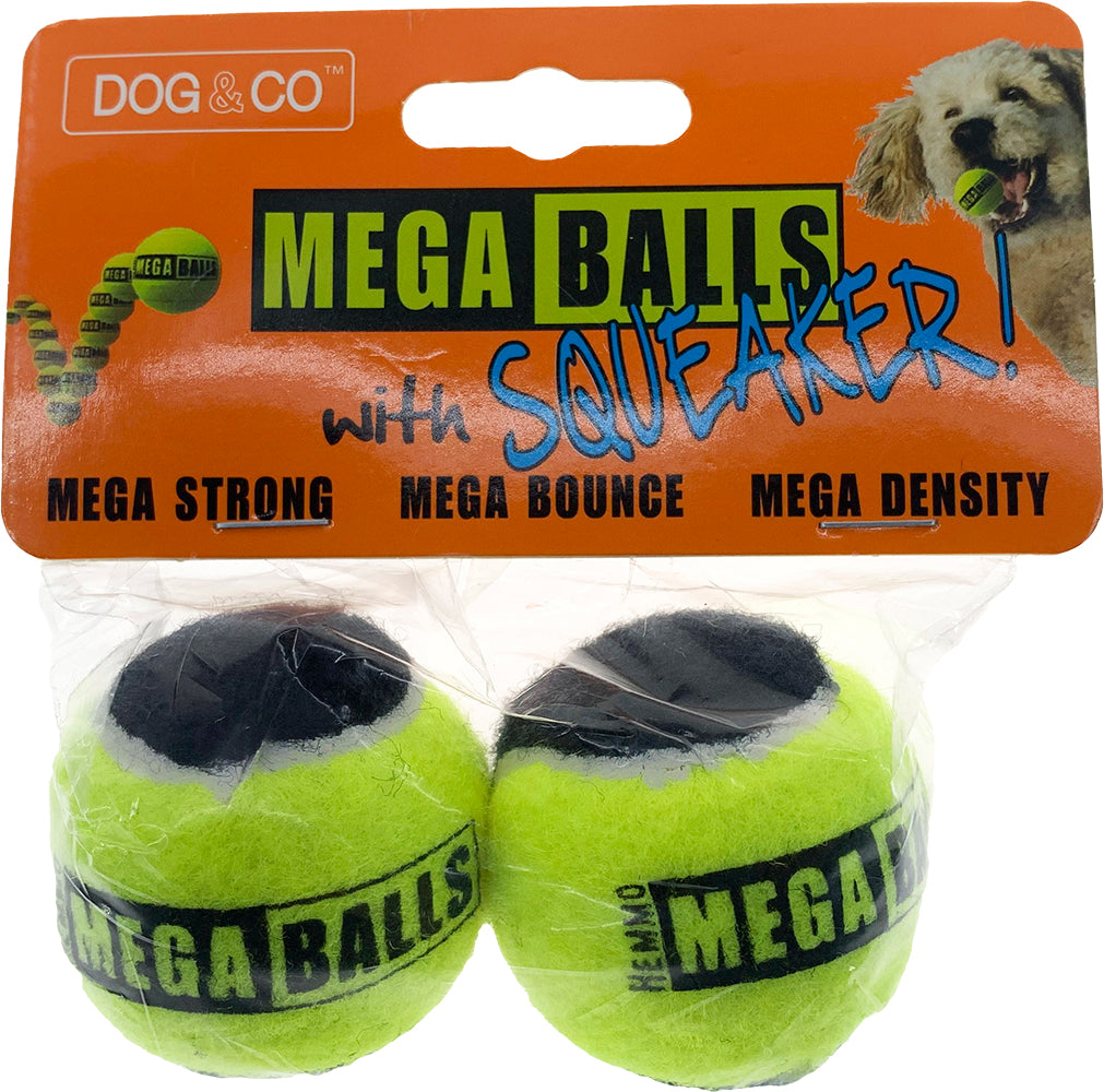 Dog & Co Small Mega Balls with Squeaker - 2 or 6 Pack - 4.5cm