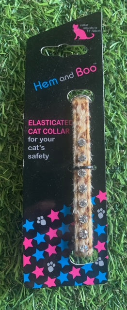 Hem and Boo Leopard Print Diamate Cat Collars